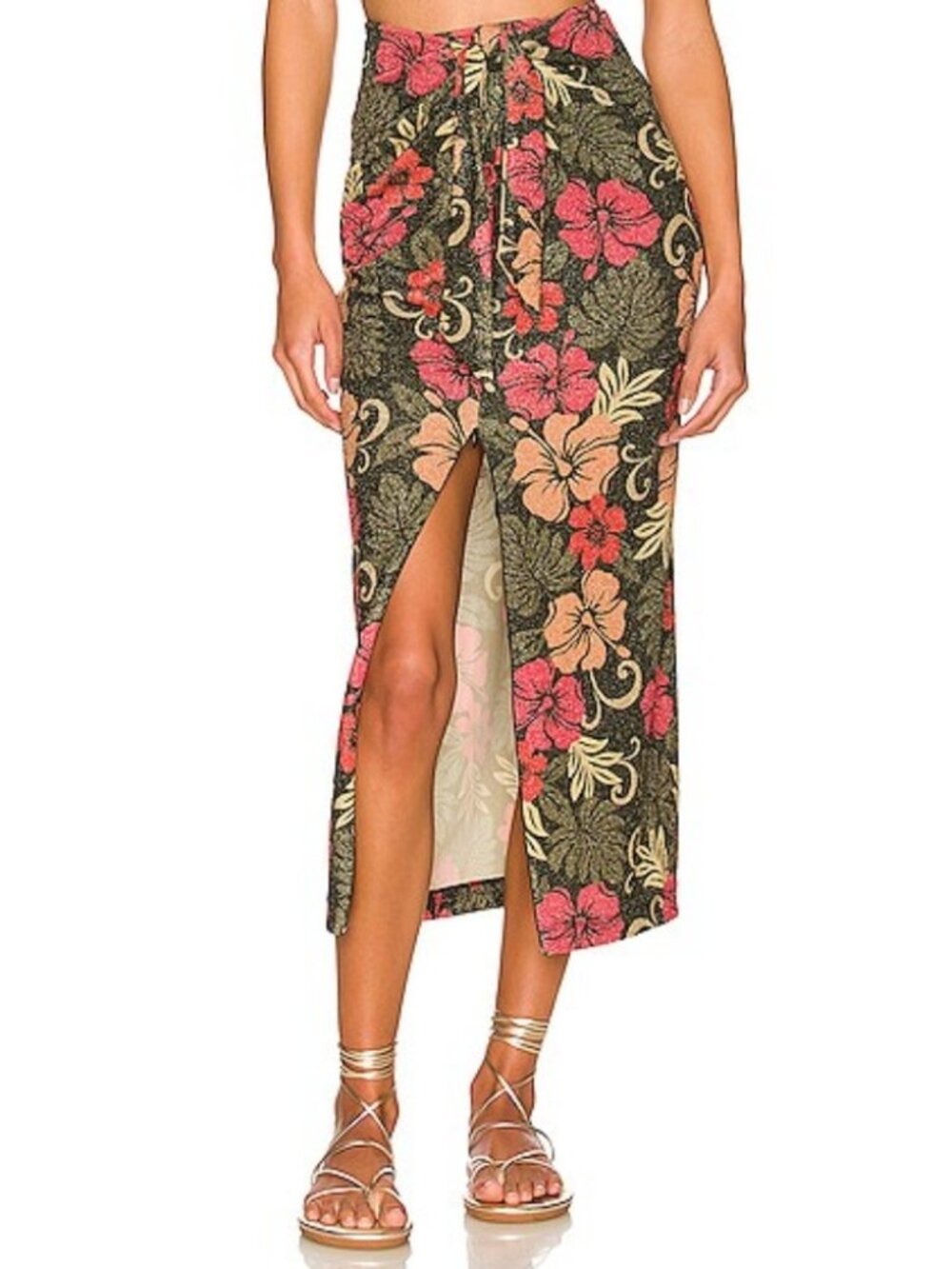 (New) Beach Riot – Suki Skirt Floral Beach Cover-Up (Honolulu Hibiscus) Women XL